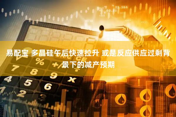 易配宝 多晶硅午后快速拉升 或是反应供应过剩背景下的减产预期